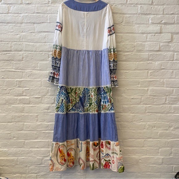 Farm Rio || Pineapple Beach Embroidered Maxi Dress Tiered A-Line‎ Small NWT - Picture 8 of 11